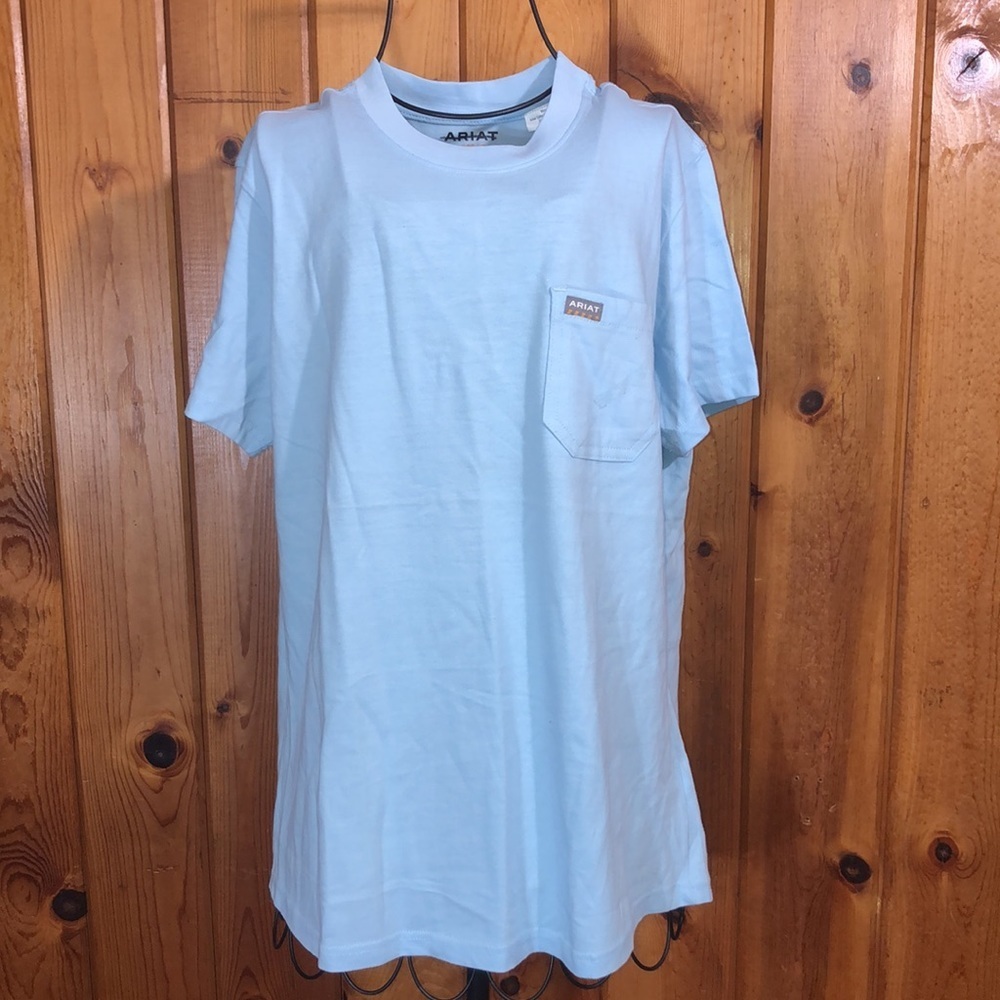 Ariat Women's Rebar CottonStrong Roughneck Graphic T-Shirt size medium blue - Picture 3 of 16
